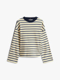 Multi Gold-Tone Button Stripe Sweatshirt  Women
