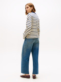 Multi Gold-Tone Button Stripe Sweatshirt  Women