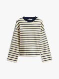 Multi Gold-Tone Button Stripe Sweatshirt  Women