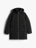 Black Faux Fur Hood Down Puffer Coat  Women