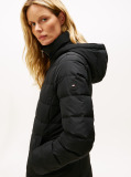 Black Faux Fur Hood Down Puffer Coat  Women