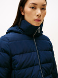 Blue Faux Fur Hood Down Puffer Coat  Women