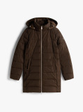 Brown Faux Fur Hood Down Puffer Coat  Women