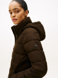 Brown Faux Fur Hood Down Puffer Coat  Women