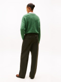 Green Pinstripe Oversized Straight Trousers  Women