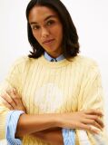 Yellow Logo Embroidery Relaxed Cable Knit Jumper  Women
