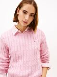 Pink Cable Knit Crew Neck Jumper  Women