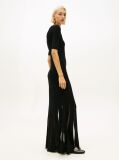 Black Formal Mesh Pleat Slim Maxi Dress  Women