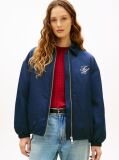 Blue Water Repellent Satin Relaxed Padded Jacket  Women