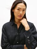 Blue Relaxed Fit Flag Embroidery Denim Shirt  Women