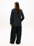 Blue Relaxed Fit Flag Embroidery Denim Shirt  Women