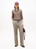 Brown Pressed Crease Straight Leg Trousers  Women