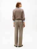 Brown Pressed Crease Straight Leg Trousers  Women