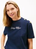 Μπλε Άνετο T-Shirt Mε Κεντημένο Λογότυπο Και Χρυσά Κουμπιά  Γυναίκες