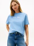 Blue Gold-Tone Button Logo Embroidery Relaxed T-Shirt  Women