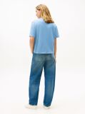 Blue Gold-Tone Button Logo Embroidery Relaxed T-Shirt  Women
