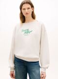 Beige Logo Relaxed Boat Neck Sweatshirt  Women