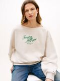 Beige Logo Relaxed Boat Neck Sweatshirt  Women