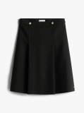 Black Gold-Tone Button A-Line Midi Skirt  Women
