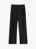 Black Timeless Wool Straight Leg Trousers  Women
