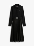 Black Interlock Mix Media Long Sleeve Polo Dress  Women
