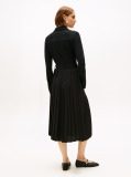 Black Interlock Mix Media Long Sleeve Polo Dress  Women