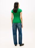 Green Ribbed Cap Sleeve Slim Top  Women