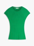 Green Ribbed Cap Sleeve Slim Top  Women