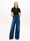 Black Short Sleeve Polo Jumper With Silk  Women