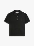 Black Short Sleeve Polo Jumper With Silk  Women