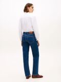White Five-Pocket Mid Rise Straight Leg Jeans  Women