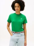 Green Logo Embroidery Jersey Crew Neck T-Shirt  Women