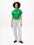Green Logo Embroidery Jersey Crew Neck T-Shirt  Women