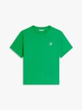 Green Logo Embroidery Jersey Crew Neck T-Shirt  Women