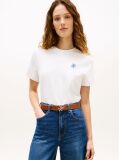 White Logo Embroidery Jersey Crew Neck T-Shirt  Women