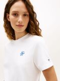White Logo Embroidery Jersey Crew Neck T-Shirt  Women