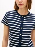 Multi Gold-Tone Button-Thru Slim T-Shirt  Women