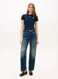 Blue Textured Logo Slim Jersey T-Shirt  Women