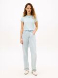 Blue Textured Logo Slim Jersey T-Shirt  Women