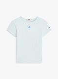 Blue Textured Logo Slim Jersey T-Shirt  Women