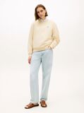 Beige Logo Embroidery Crew Neck Sweatshirt  Women