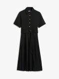 Black Gold-Tone Button Midi Shirt Dress  Women