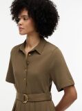 Green Gold-Tone Button Midi Shirt Dress  Women
