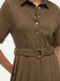 Green Gold-Tone Button Midi Shirt Dress  Women