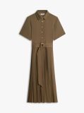 Green Gold-Tone Button Midi Shirt Dress  Women