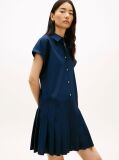Blue Gold-Tone Button Relaxed Mini Shirt Dress  Women