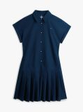 Blue Gold-Tone Button Relaxed Mini Shirt Dress  Women
