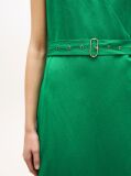 Green Belted Linen Blend Sleeveless Wrap Midi Dress  Women