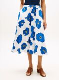 Multi Pleated Linen Blend Midi A-Line Skirt  Women