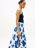 Multi Pleated Linen Blend Midi A-Line Skirt  Women